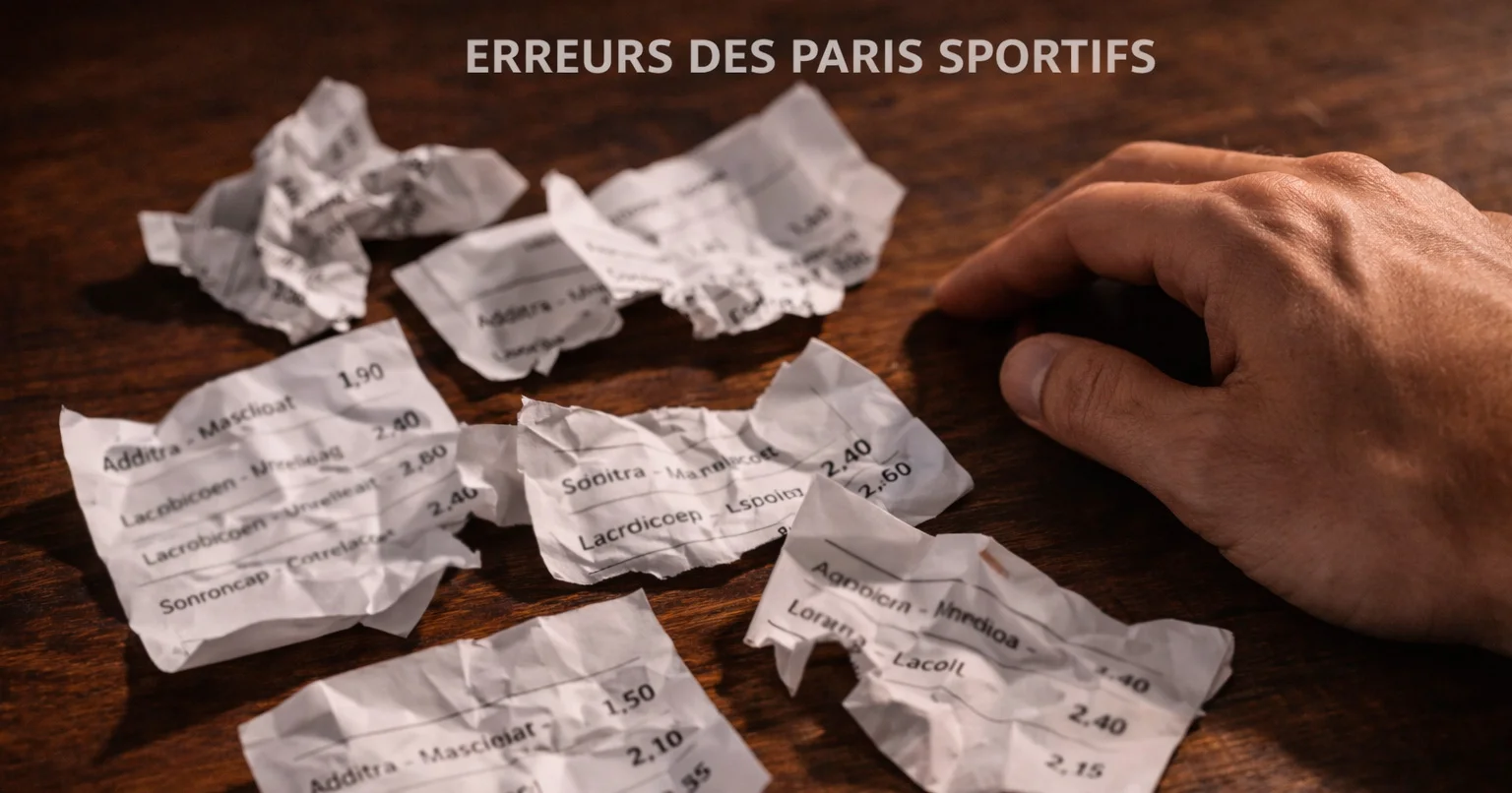 Parieur frustré devant des tickets de paris perdants