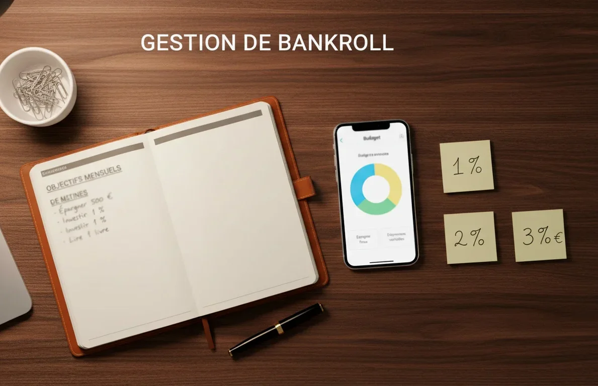 Parieur analysant sa gestion de bankroll avec un carnet de suivi des mises
