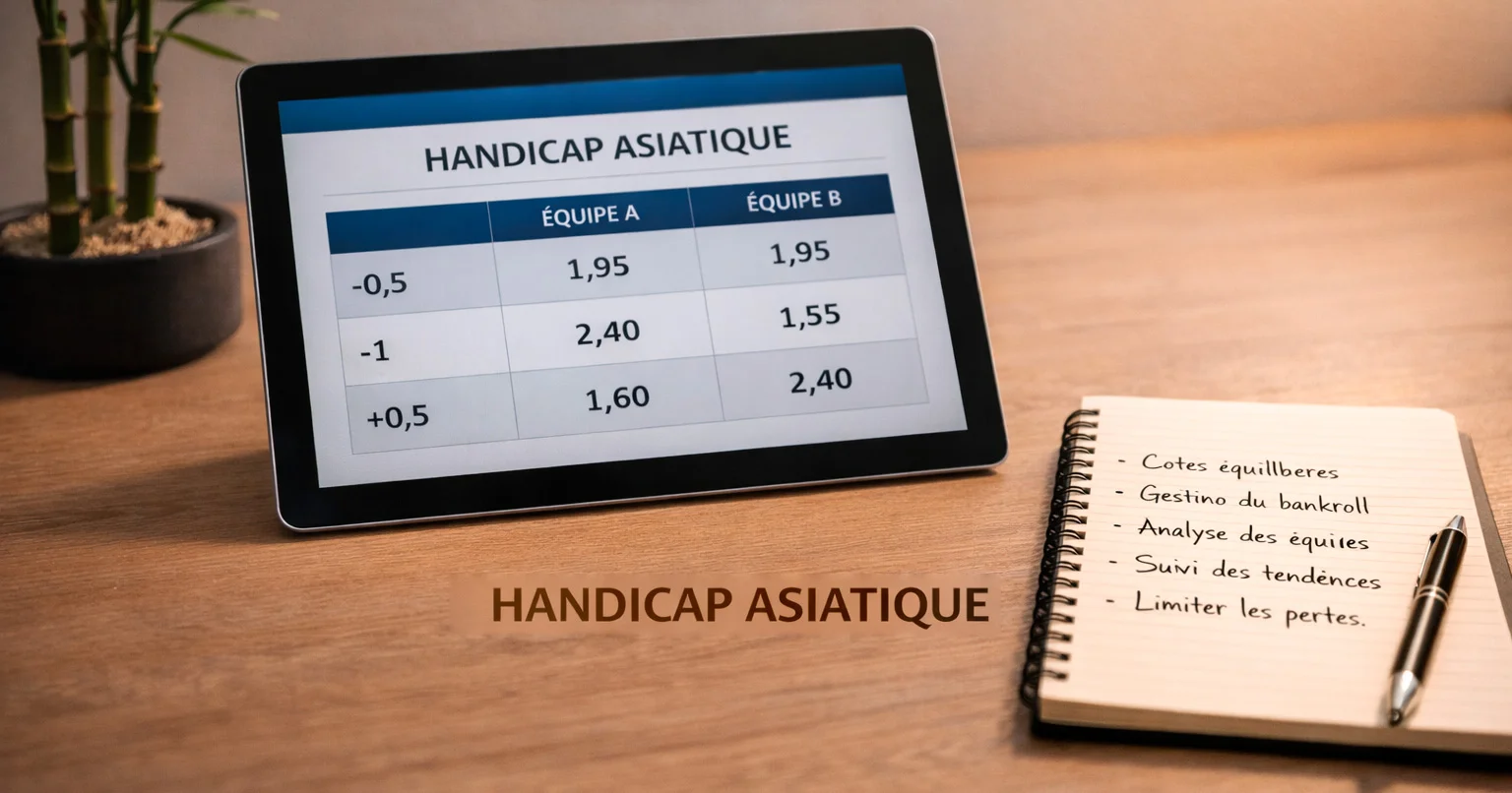 Tableau de handicaps asiatiques avec lignes de paris équilibrées